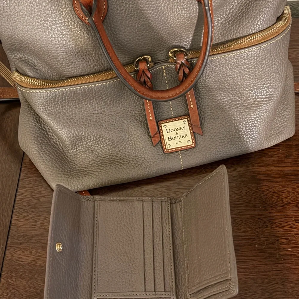 Dooney & Bourke Gray and Brown Shoulder Bag - Picture 2 of 7